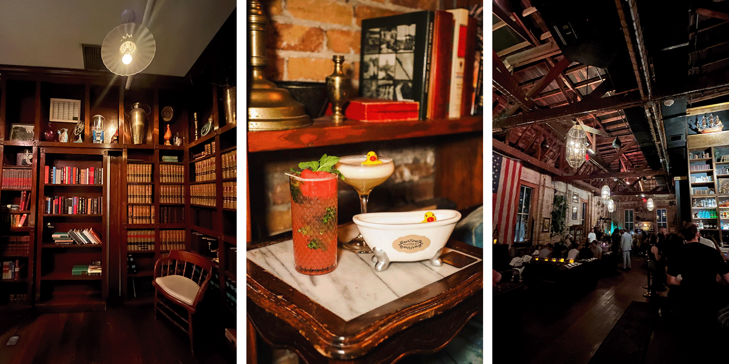 bookcase, drinks, and bar with wooden decor and paneling